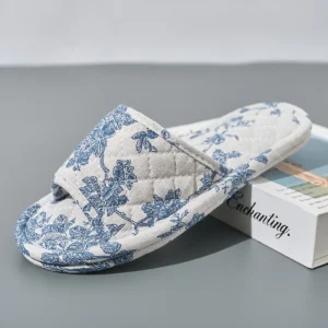 Home Slippers Soft Cotton Floral Floor Shoes Fashion