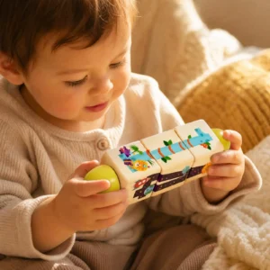 Interactive Wooden Puzzle Cube Toddlers Grasping Knobs Early