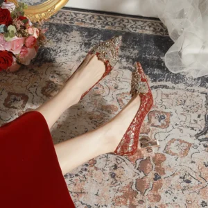 Luxury Women’s High Heels Designer Red Wedding Bride