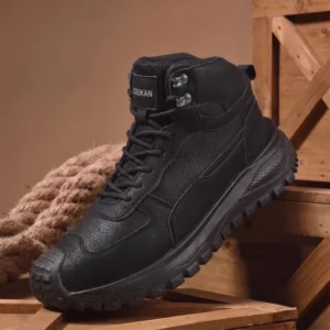 Men High Top Ankle Boots Suede Mesh Splicing