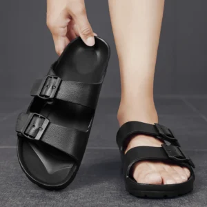 Men’s casual buckle flat heel cover wearing one