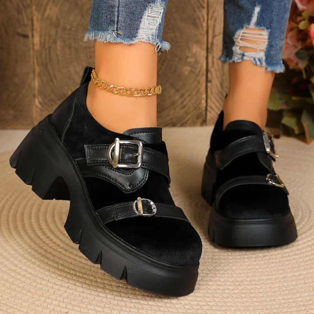 Metal Buckle Thick Bottom Non Slip Mary Jane
