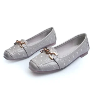 Comfortable Flat Bottom Single Shoes Bright Surface Buckle
