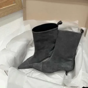 Retro Versatile Simple Pointed Sleeve Mid-calf Boots Temperament