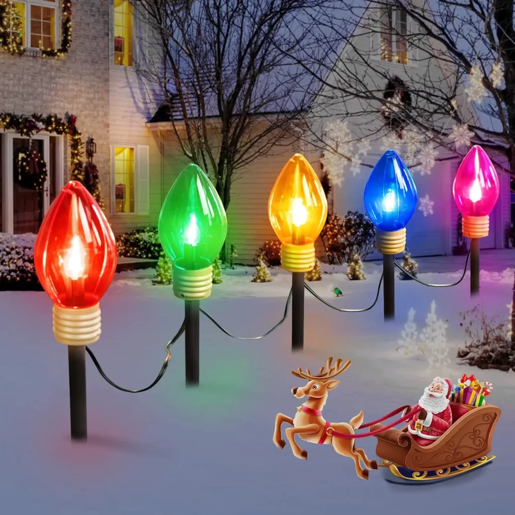 Outdoor Christmas Pathway Lights, Jumbo C9, 2-Pack, 17