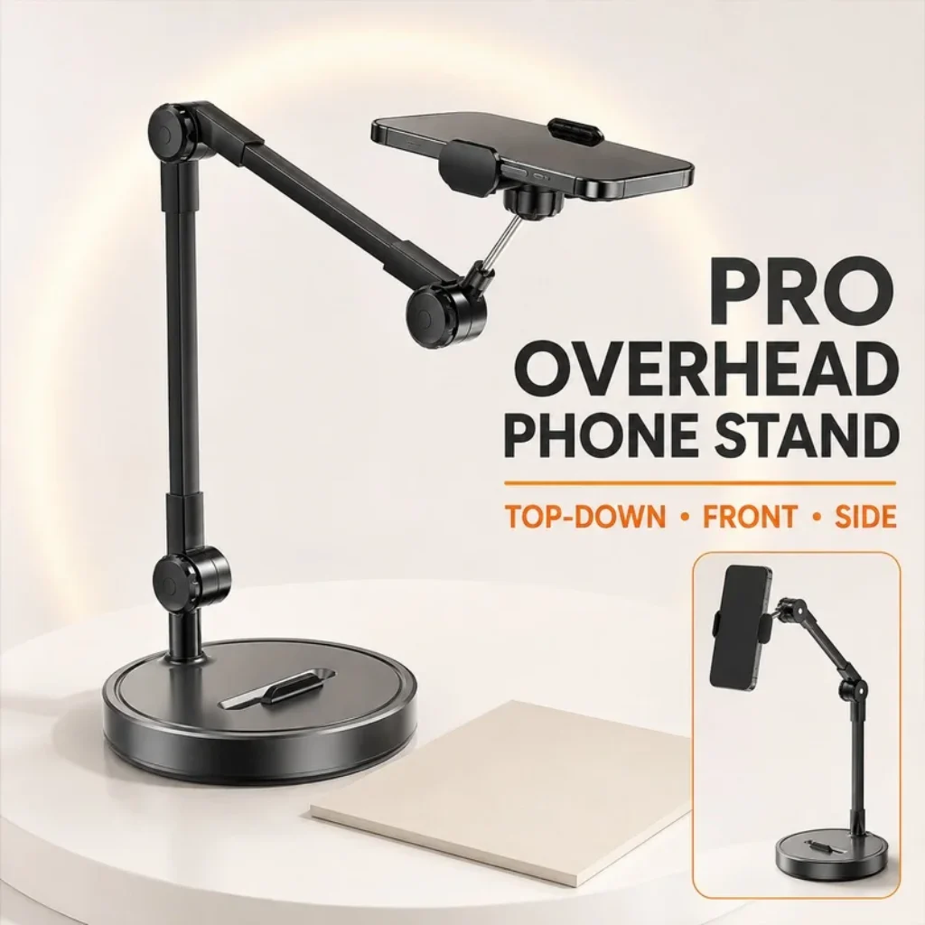 Overhead Phone Stand Desktop Tripod Top Down Mobile