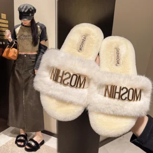 Plus Size 35-42 Plush Slippers Women Autumn Winter