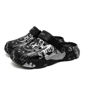Printed Clogs Men, Summer Outdoor Wear, Non-Slip Thick-Soled