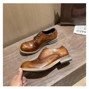 Retro Men’s Low Cut Genuine Leather Big Head