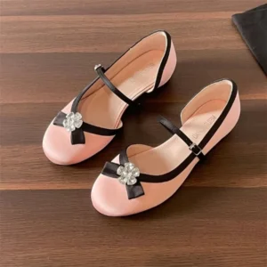 Rhinestone Bow Details Mary Jane Shoes Women Height-increasing