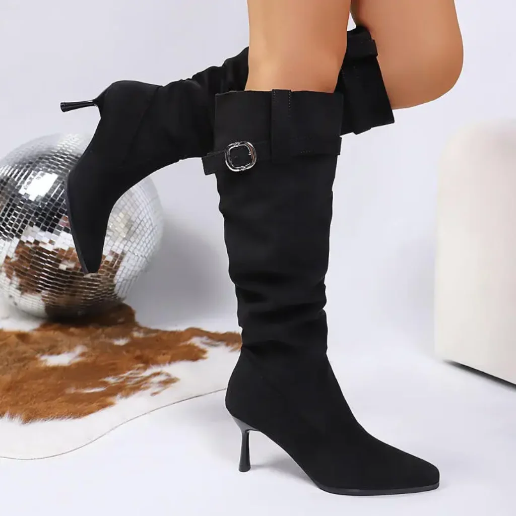 Sexy Pointed Toe High Heel Black Long Boots