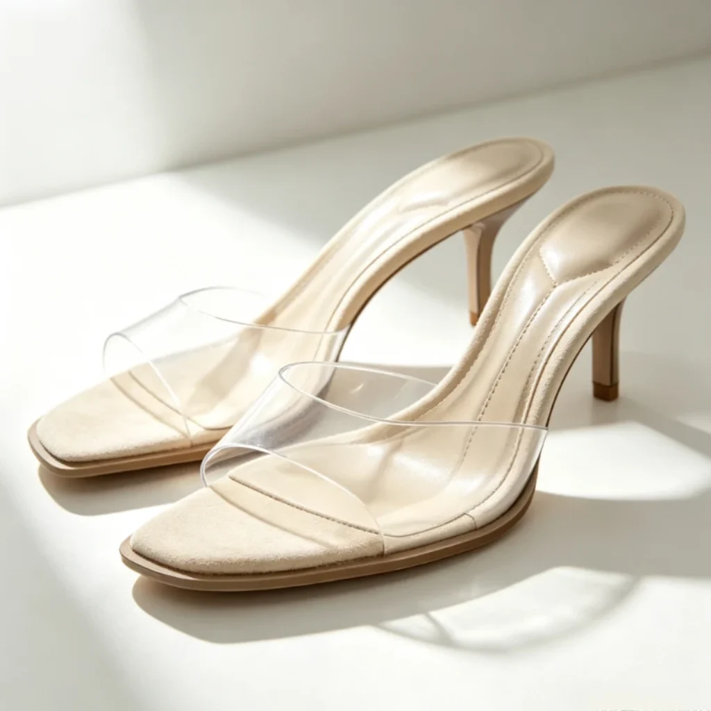 Sexy PVC Transparent High-heeled Slippers Women Summer Open