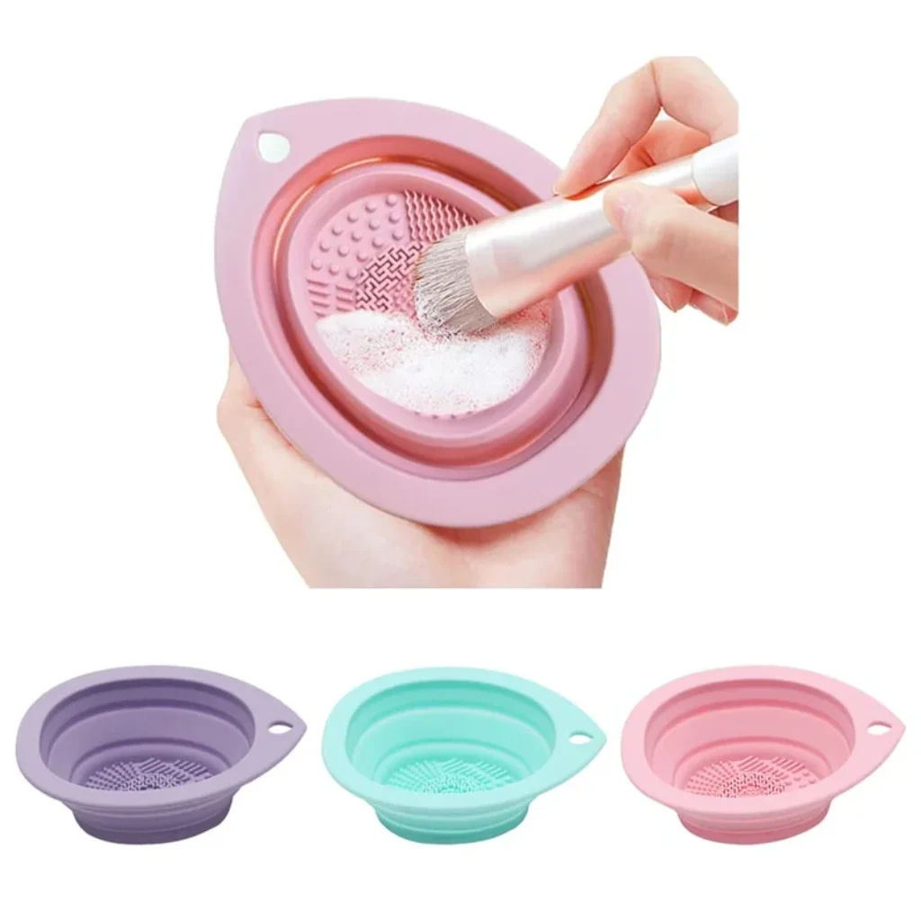 Silicone Foldable Makeup Brush Cleaner, Brush Scrubber Bowl,