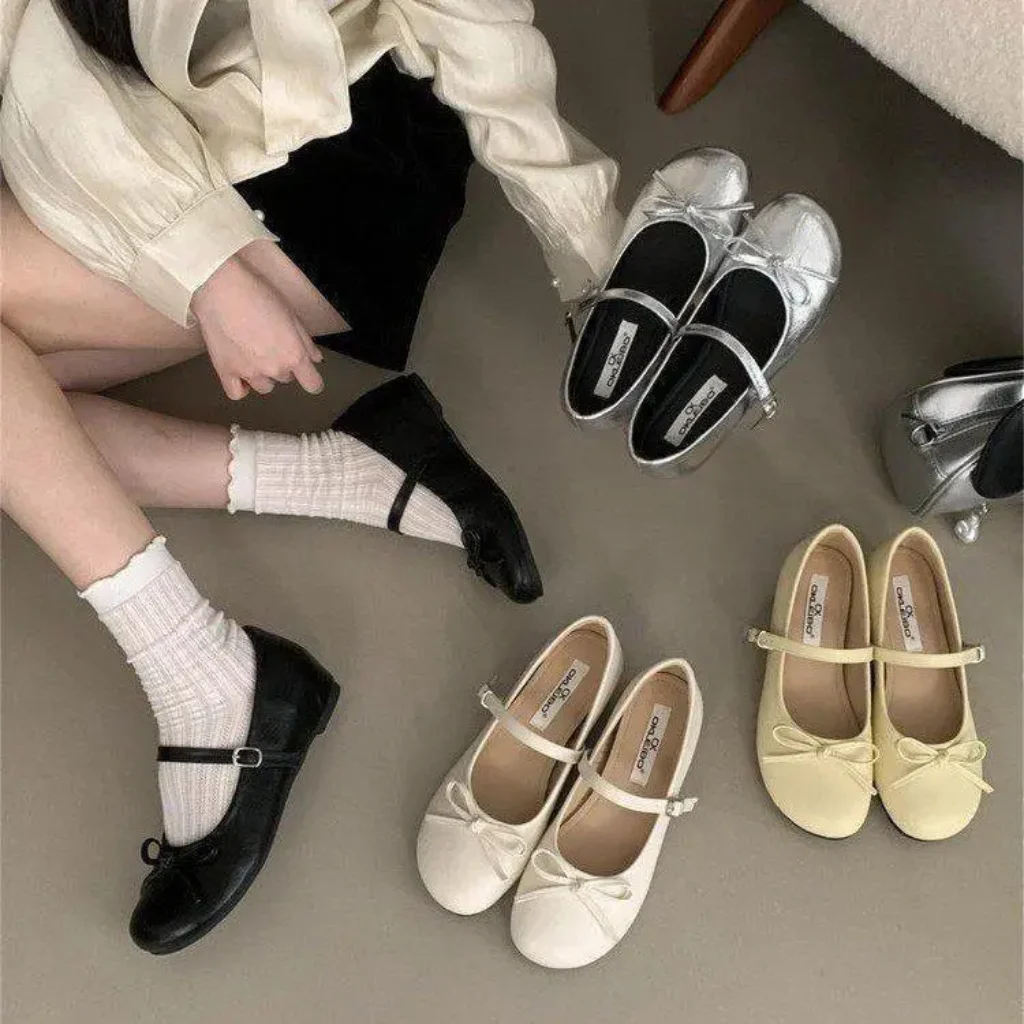 Silver Knot Elevating Ballet Flats Women’s Fashion Single