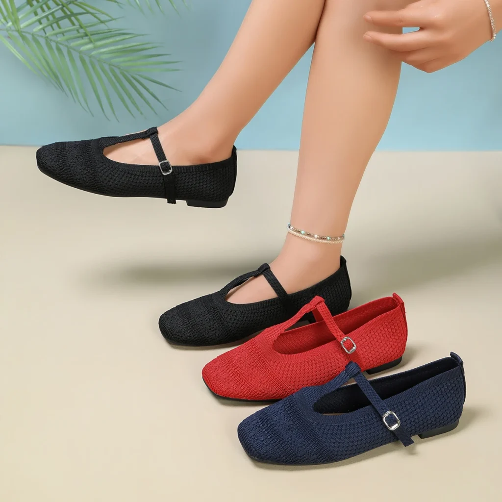 Spring Autumn Elegant Square Head Sexy Flat Casual