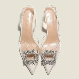 Spring Autumn Fashion Sexy Banquet Comfortable Crystal Transparent