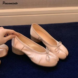Spring Summer Luxury Satin Bowknot Split Toe Women