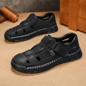 Summer Hollow Out Roman Shoes high-quality leather Men’s