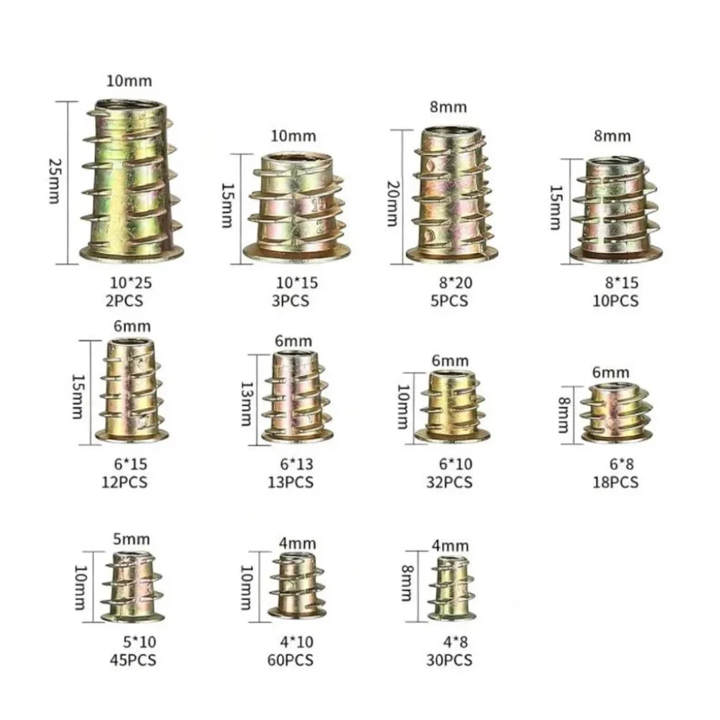Threaded Inserts Wood Zinc Alloy Hex Socket Nuts