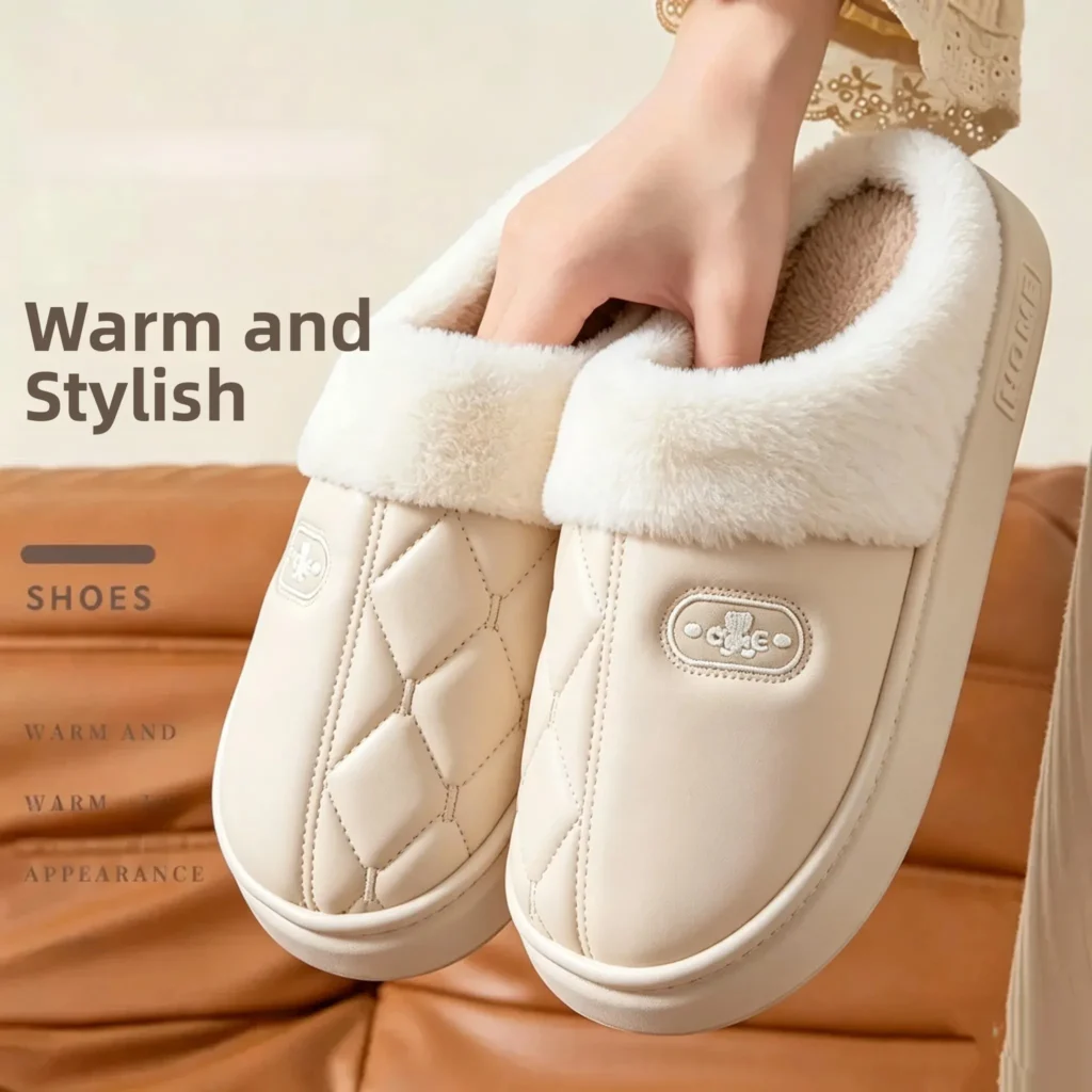 Waterproof Cotton Slippers Women’s Winter Soft Thick Bottom