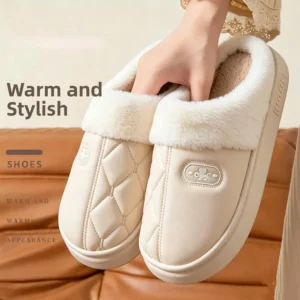 Waterproof Cotton Slippers Women’s Winter Soft Thick Bottom