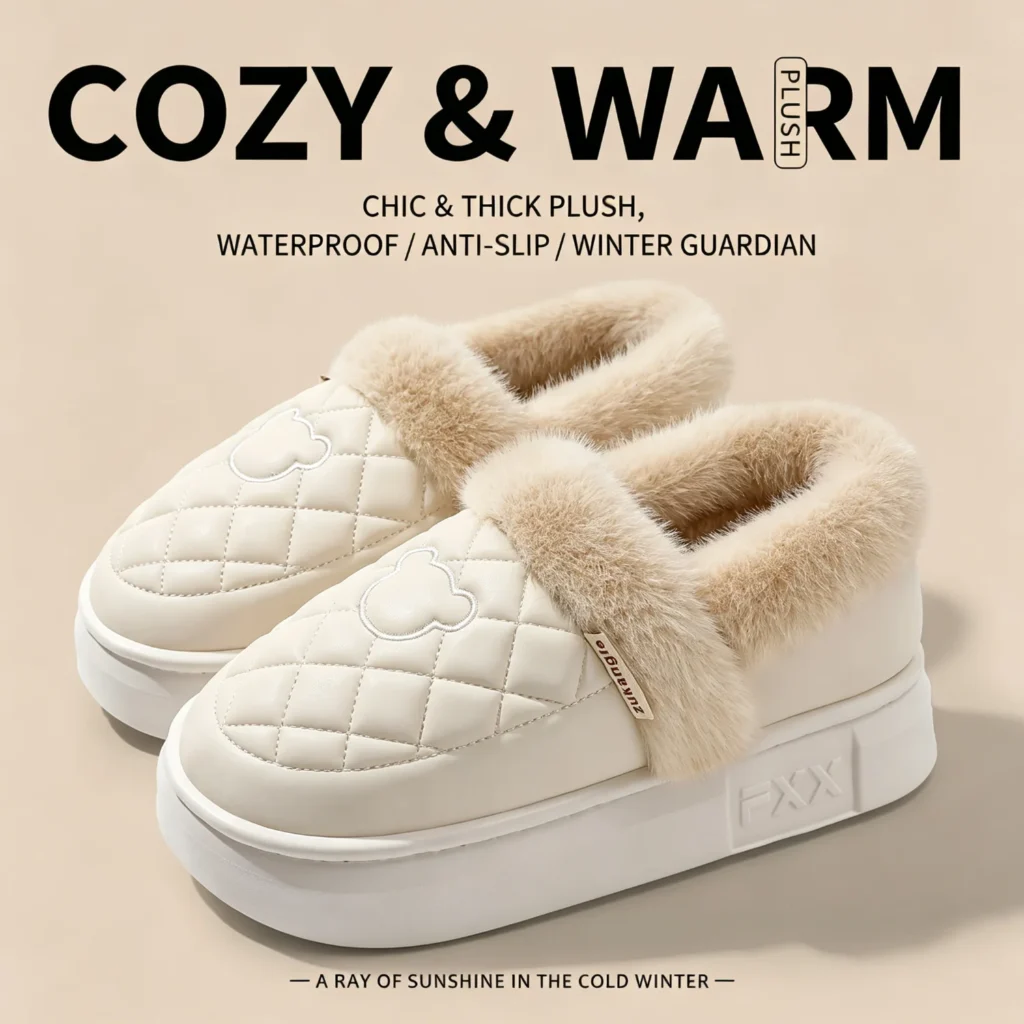 Winter Waterproof Slippers Men Women Thick Sole Warm