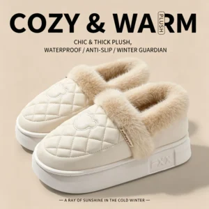 Winter Waterproof Slippers Men Women Thick Sole Warm
