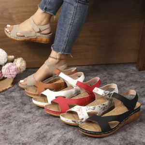 Women Comfortable Wedge Sandals Summer Casual Retro Open