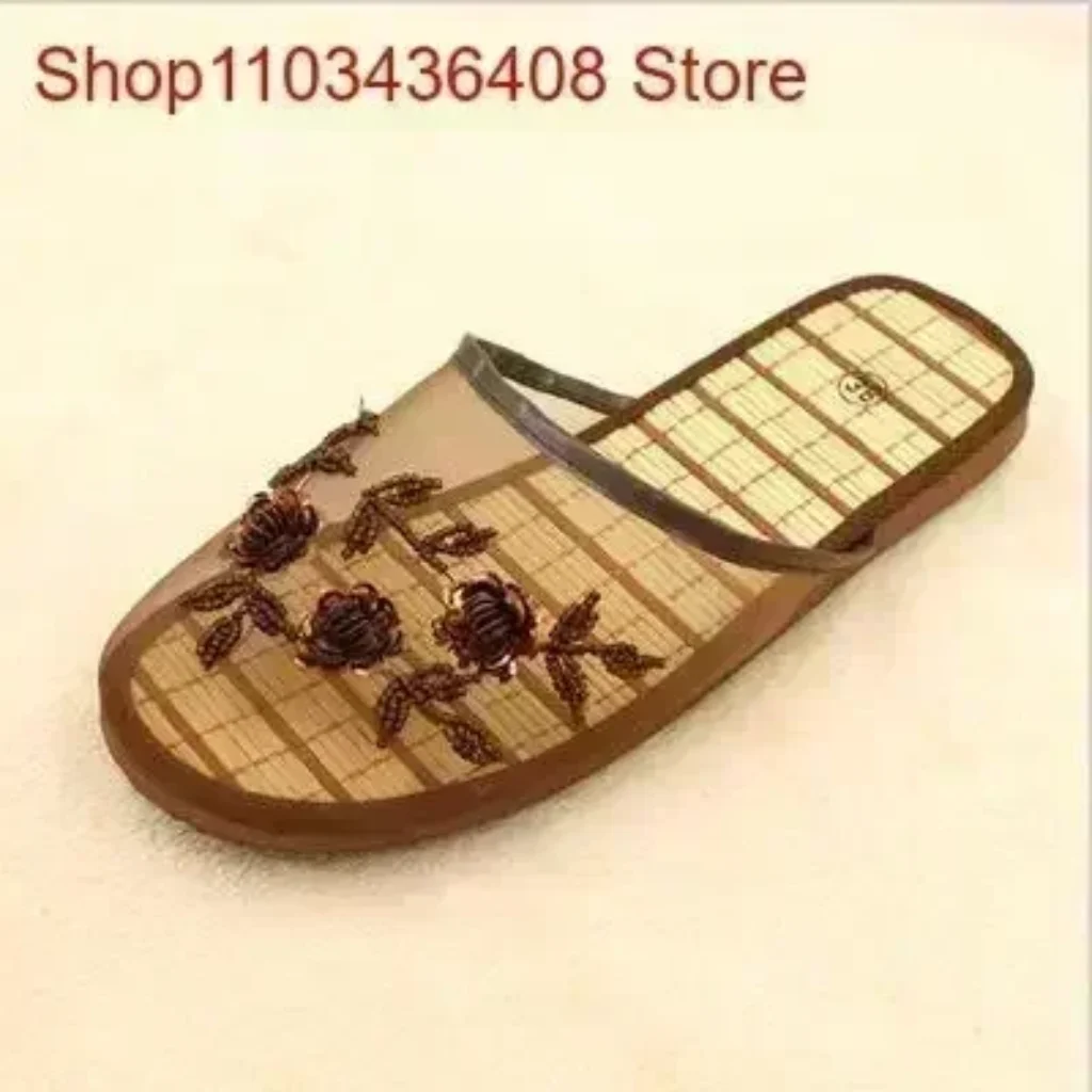 Women Stylish Floral Slippers Flats Flip Flop Loafers