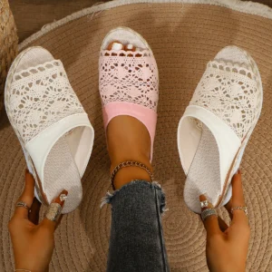 Women Wedge Sandals Summer 2025 Peep Toe Ankle
