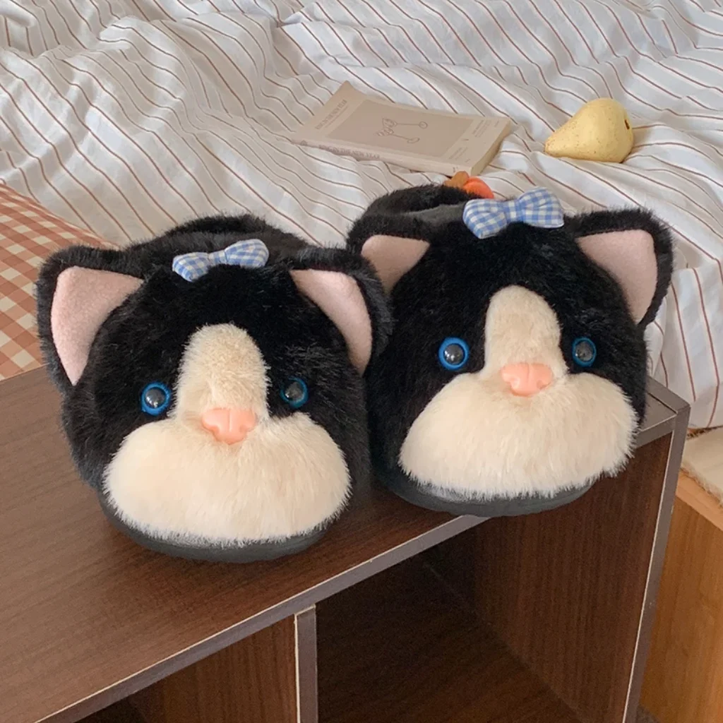 Women’s Autumn Winter Closed-Toe Cotton Slippers Plush Design,