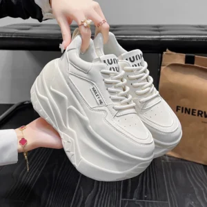 Women’s High-Top Leather Sneakers 2026 Spring Platform White