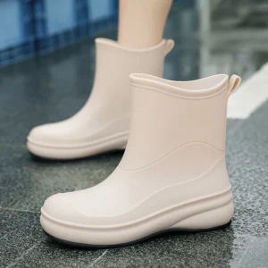 Women’s Mid-Calf Rain Boots Fall Outdoor Waterproof Non-Slip