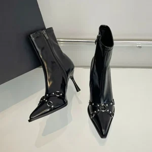 Women’s Pointed High-heeled Short Boots Side Zipper 2026