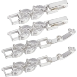 1 Box 6Pcs Bracelet Extender Clasp Leaves Shape Cubic Zirconia Silver Fold Over Clasps Watch Band Extension Clasp for Jewelry