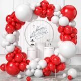 100Pcs Red and White Balloon Garland Arch Kit for Bridal Shower Engagement Anniversary Bachelorette Party Decorations