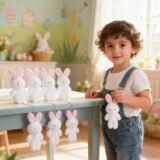 10Pcs Cartoon Animal Little Rabbit Plush Toy Keyring Stuffed White Rabbit Plush Keychain Soft 18cm