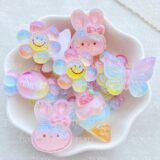 10PCS Resin Cartoon Sparkling Colorful Sunflowers, Candy, Butterfly, Ice Cream, for Scrapbooking, DIY Jewelry Making Accessories