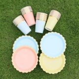 10pcs/set Disposable Birthday Tableware Cup Paper Plate Straws Birthday Party Wedding Decoration Kids Baby Shower Party Supplies