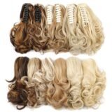 12Inch Synthetic Short Wavy Curly Ponytail Hair Extension Claw Clip in Ponytail Mixed Blonde Hairpiece for Women