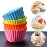 12 Pcs Reusable Silicone Baking Cup Bake Cupcake Mold Dessert Pudding Ramekin Holders Round Baking Cups Muffin Cupcake Liners