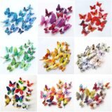 12pcs Universal 3D Butterfly Stickers Home Decorative Butterfly Butterfly Wedding Decor Cute Colorful Wall Stickers Office