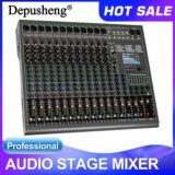 14 Channels Digital Professional Audio Console Mixer Depusheng TG14 Mixing DJ Console USB with 48V Phantom Power Built-in 99 Rev