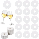 150 Pcs Paper Wine Glass Markers 2.8″ Blank Flower Stemware Drink Name Tags BurlyWood/White Color Disposable Wine Tag
