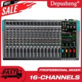 16 Channels Audio Sound Mixer Depusheng Mixing DJ Console USB with 48V Phantom Power 256 DSP Effects Sound Table for stage