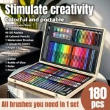 180PCS Watercolor Art Markers Pen Crayons Oil Pastels Pencils Gouache Set Versatile Calligraphy Painting Drawing Art Supplies
