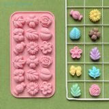 18 Cavity 3D Silicone Mold Fondant Chocolate Cake Decorations Mold Bow Leaf Jelly Ice Pudding Soap Baking Tool