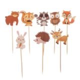 1Pack Cute Cake Toppers Paper Woodland Forest Animals Theme Cupcake Toppers Picks Kids Birthday Wedding Party Decoration