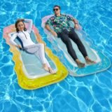 1 pc inflatable PVC wave mesh floating lounger, suitable for water entertainment and pool party relaxation