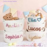 1pc personalized letter hand-woven basket, home storage basket, party gift basket, holiday decoration gift, Easter gift.